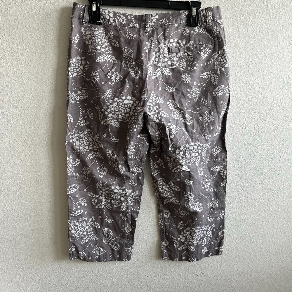 Columbia Women's Taupe Floral Print Cropped Linen Pants Size 8 Style AL8518 - Picture 9 of 10